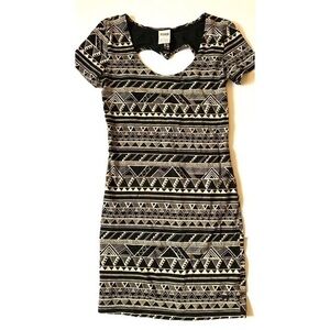 PINK slim fitting dress w/ heart-shaped open back